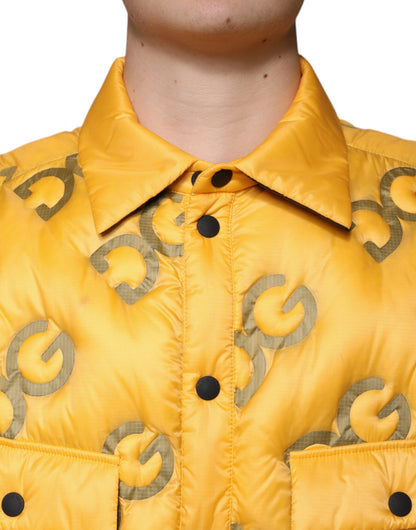 Dolce & Gabbana Yellow Logo Padded Buttoned Blouson Jacket by Dolce & Gabbana