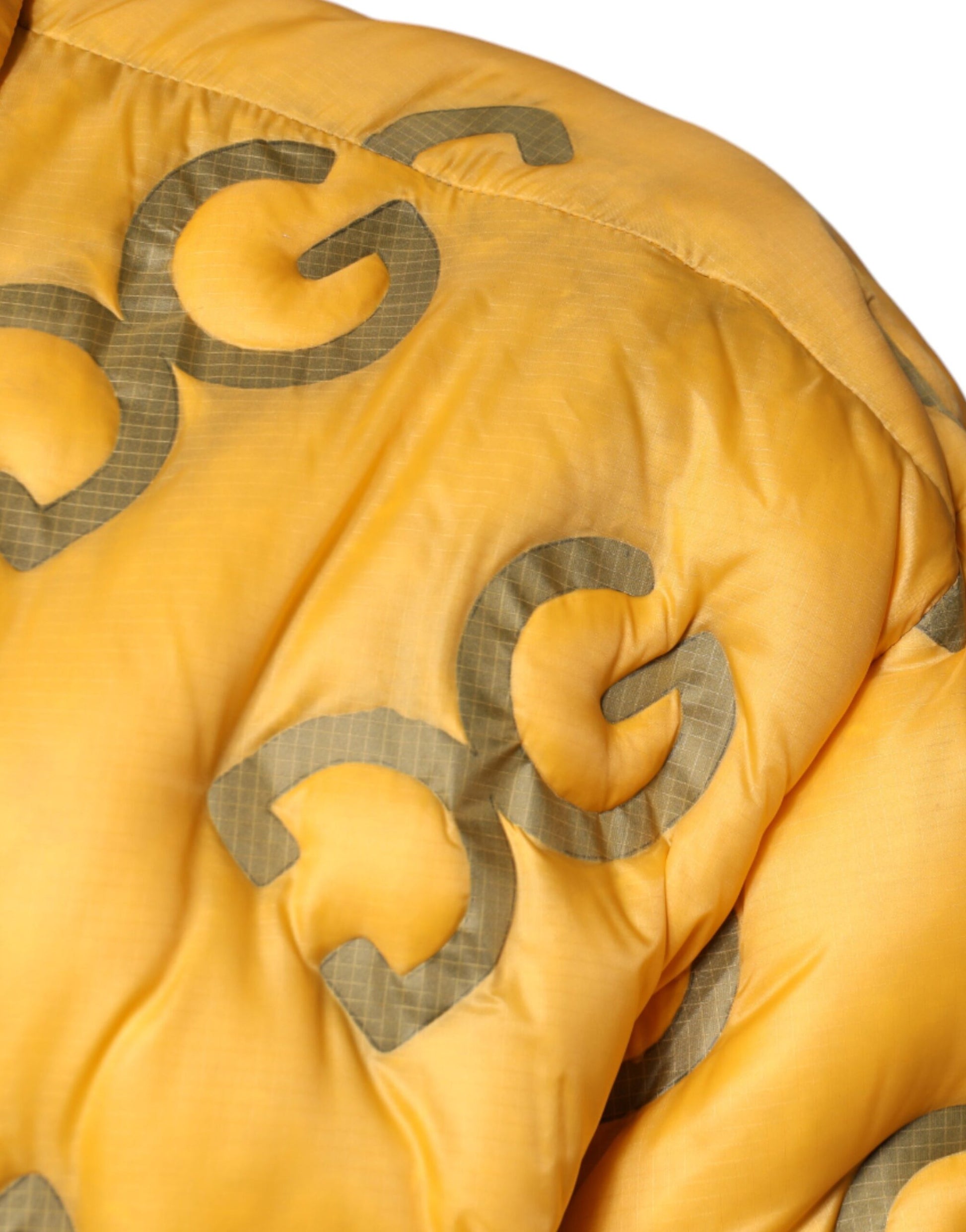 Dolce & Gabbana Yellow Logo Padded Buttoned Blouson Jacket by Dolce & Gabbana