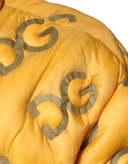 Dolce & Gabbana Yellow Logo Padded Buttoned Blouson Jacket by Dolce & Gabbana