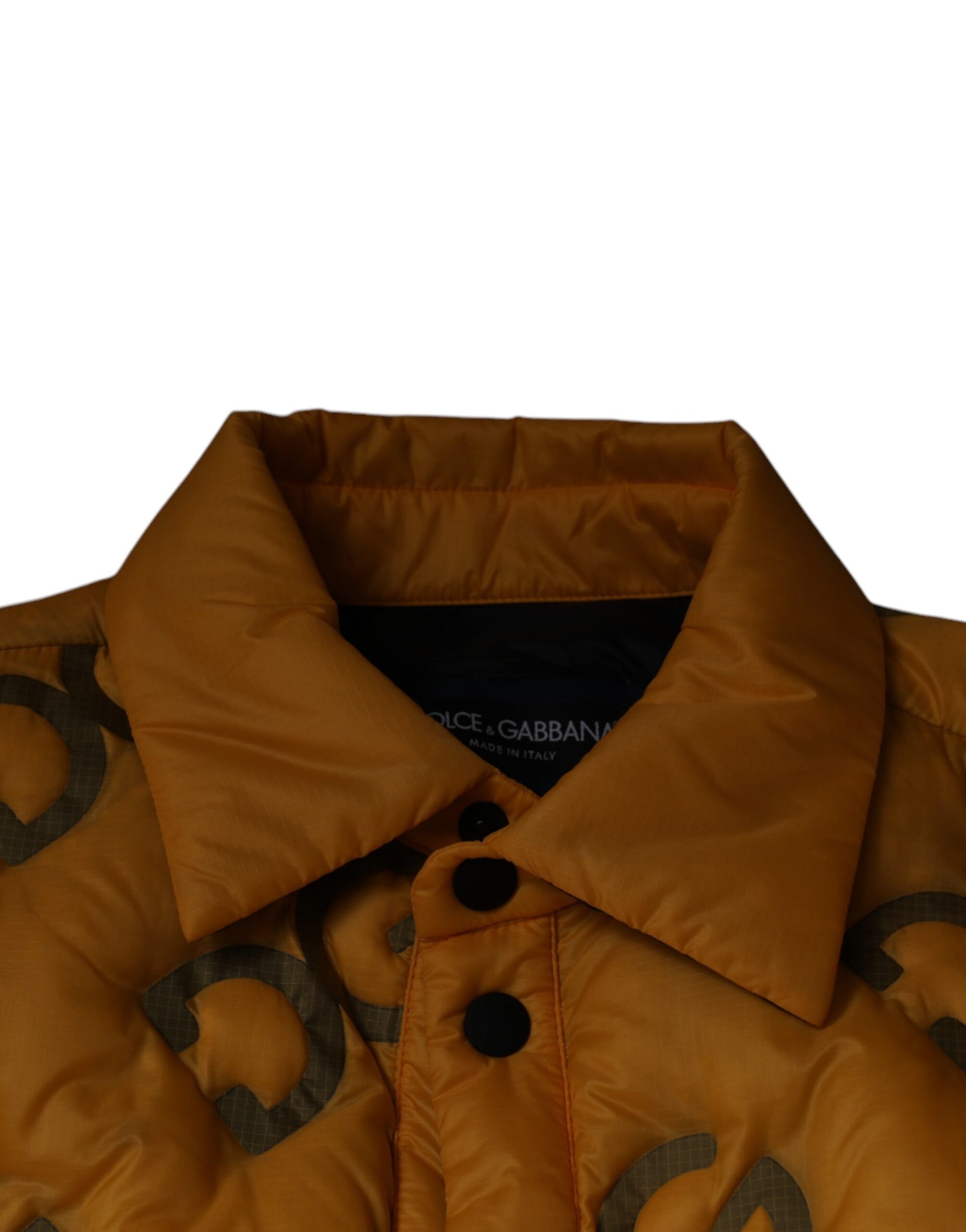 Dolce & Gabbana Yellow Logo Padded Buttoned Blouson Jacket by Dolce & Gabbana