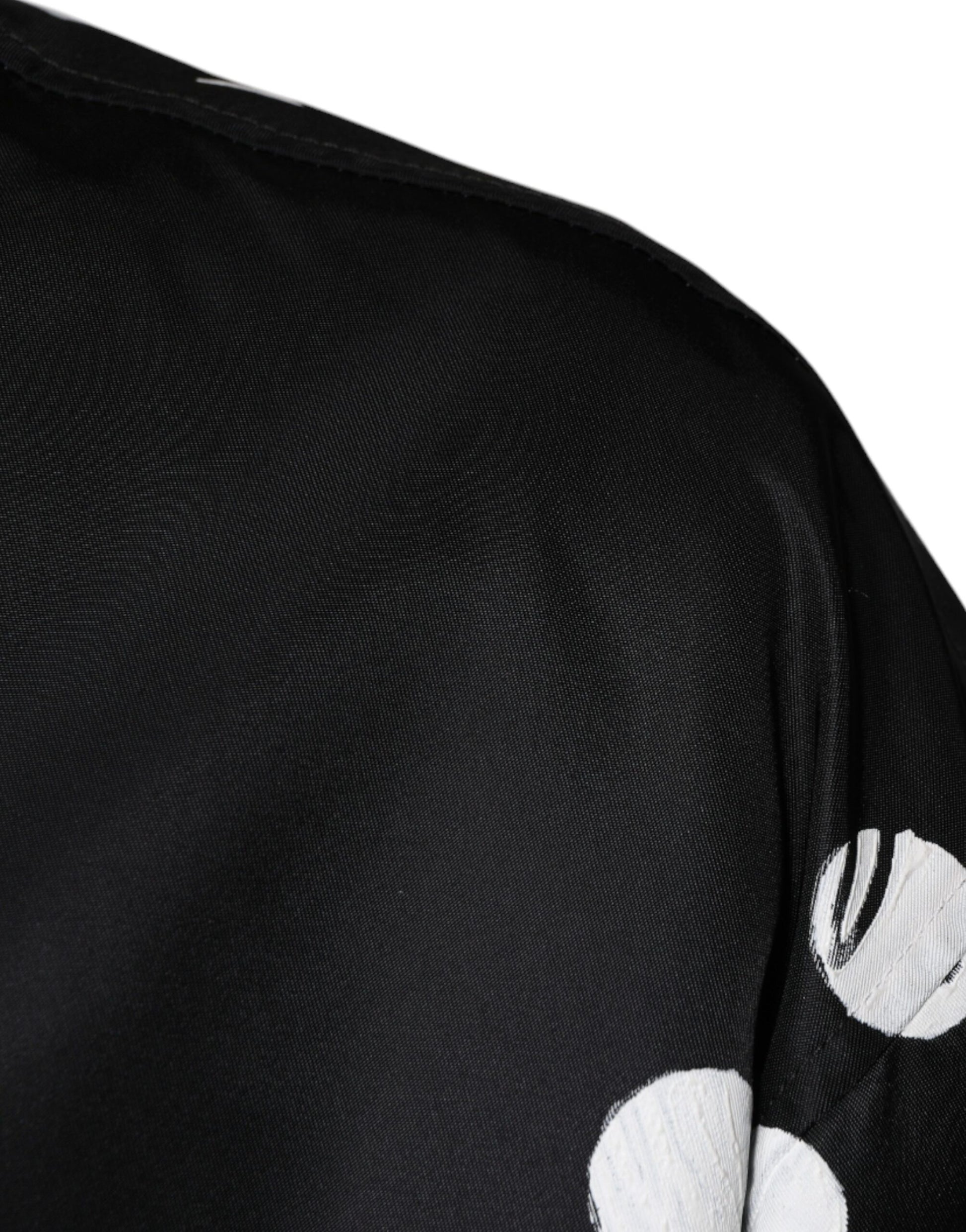 Dolce & Gabbana Black Polka Dot Stripe Nylon Bomber Jacket by Dolce & Gabbana