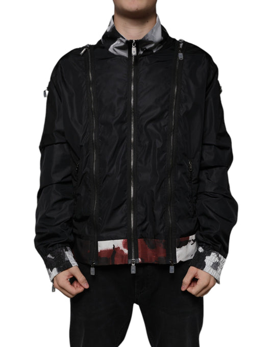 Dolce & Gabbana Black Nylon Full Zip Men Bomber Jacket by Dolce & Gabbana