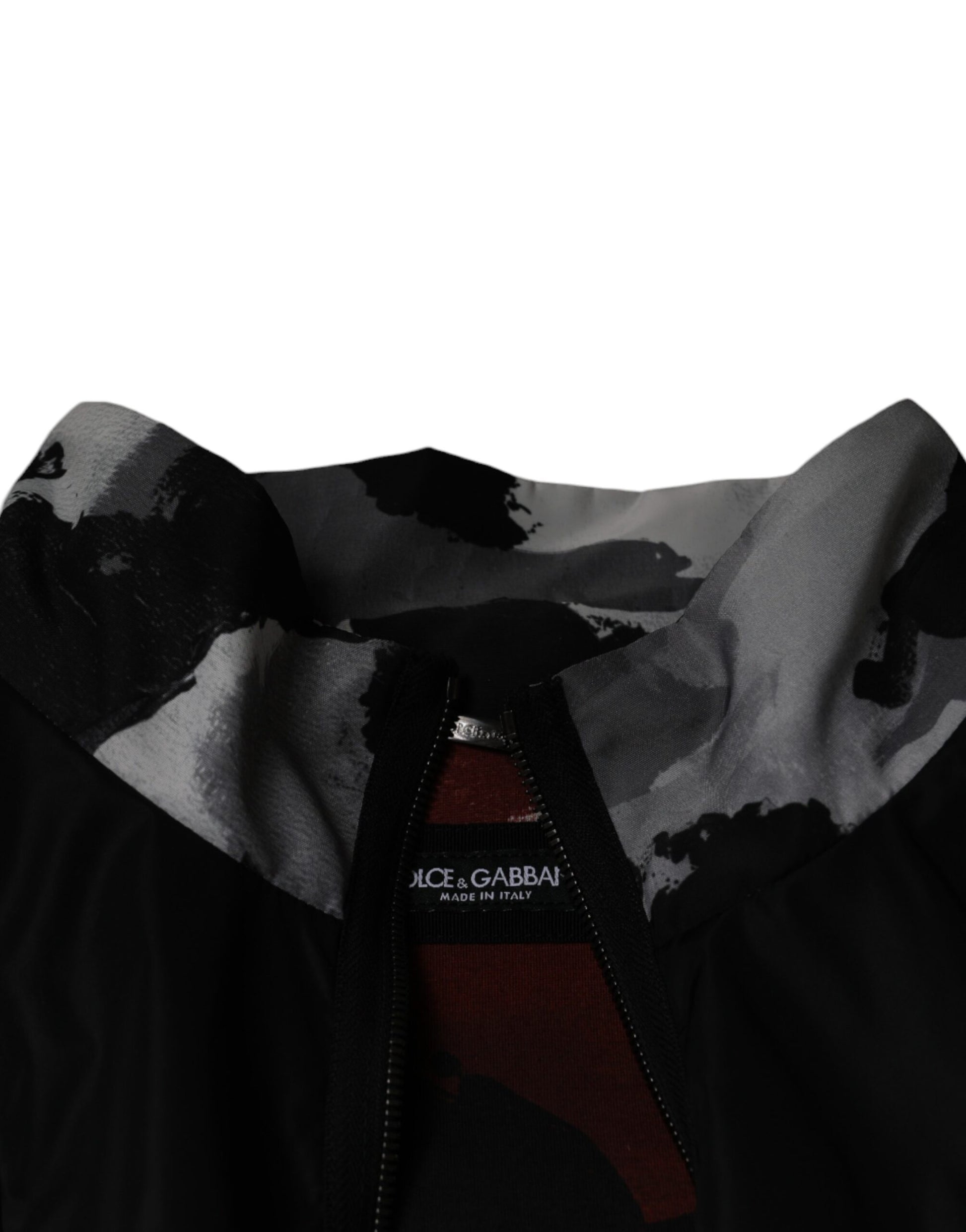 Dolce & Gabbana Black Nylon Full Zip Men Bomber Jacket by Dolce & Gabbana