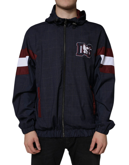 Dolce & Gabbana Blue Logo Full Zip Hooded Men Bomber Jacket by Dolce & Gabbana