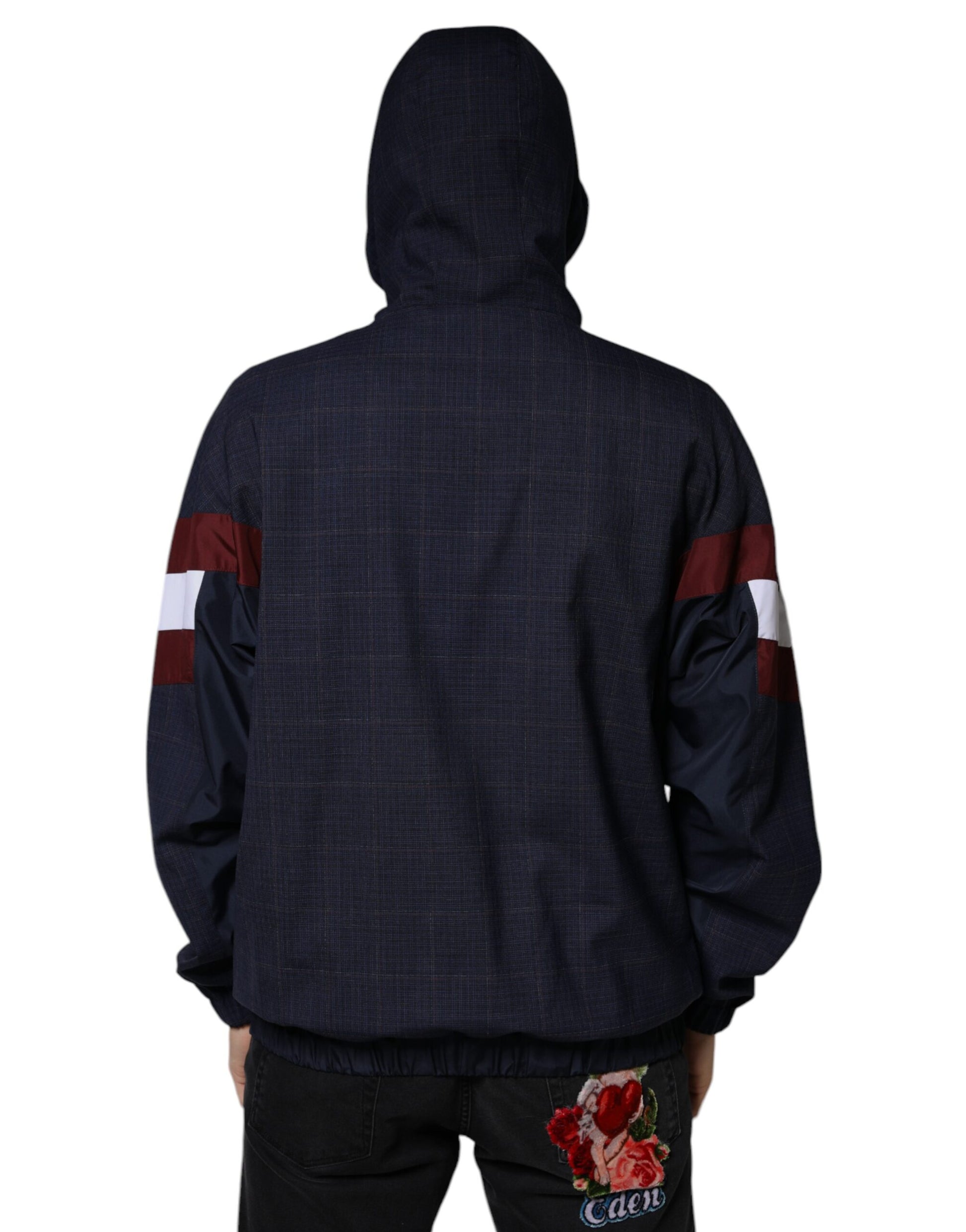 Dolce & Gabbana Blue Logo Full Zip Hooded Men Bomber Jacket by Dolce & Gabbana