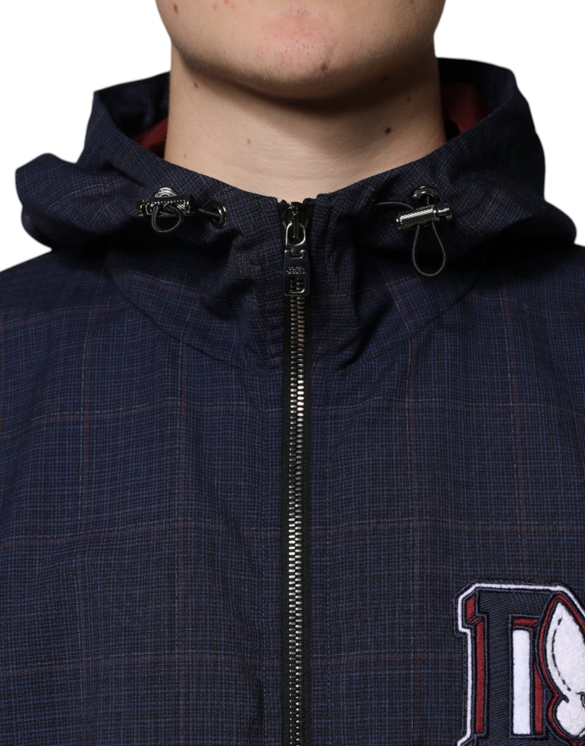 Dolce & Gabbana Blue Logo Full Zip Hooded Men Bomber Jacket by Dolce & Gabbana