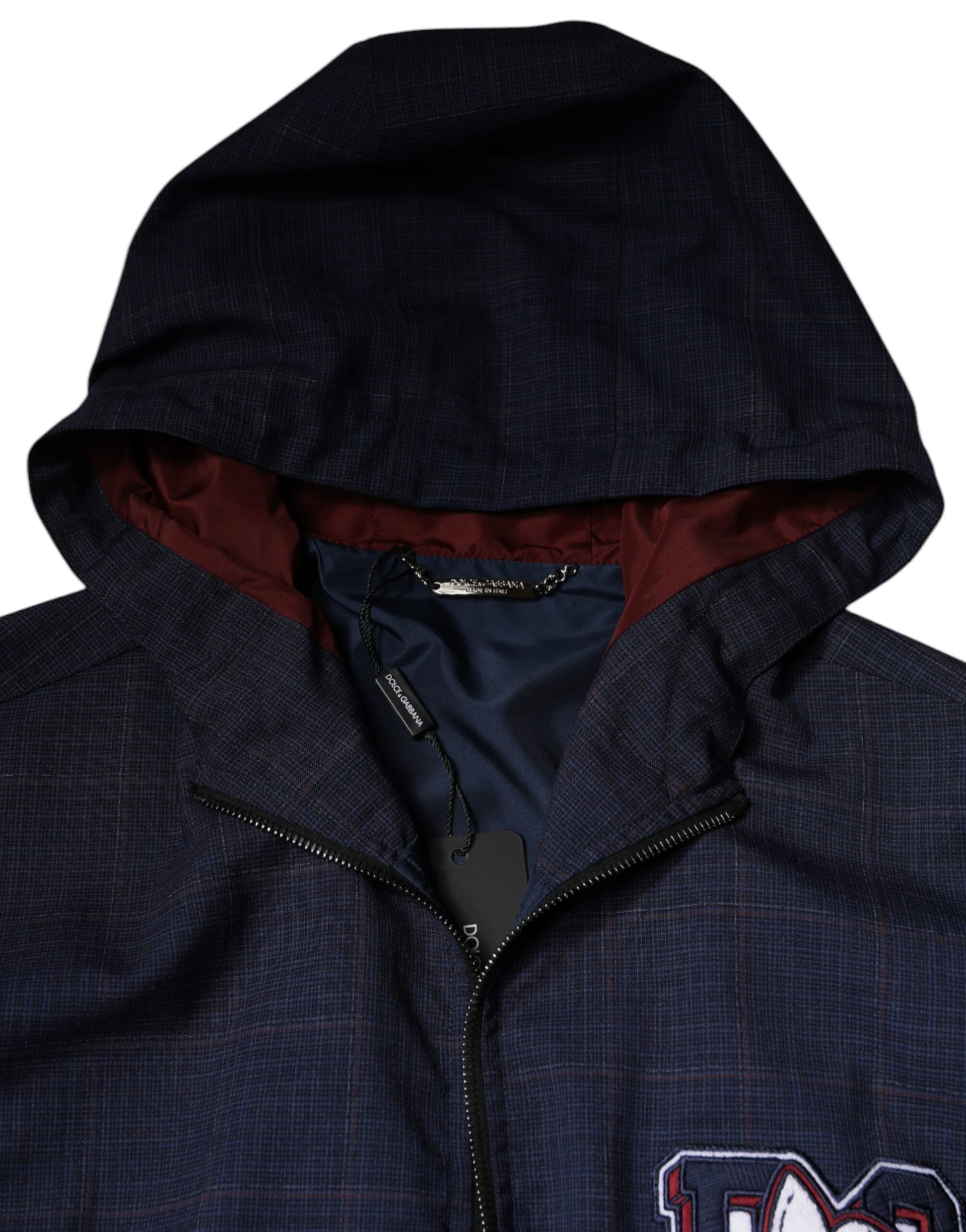 Dolce & Gabbana Blue Logo Full Zip Hooded Men Bomber Jacket by Dolce & Gabbana