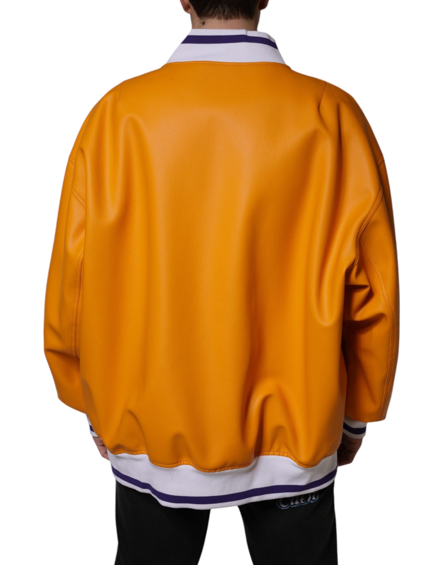 Dolce & Gabbana Orange White Full Zip Jersey Bomber Jacket by Dolce & Gabbana