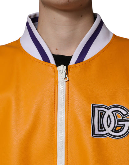 Dolce & Gabbana Orange White Full Zip Jersey Bomber Jacket by Dolce & Gabbana