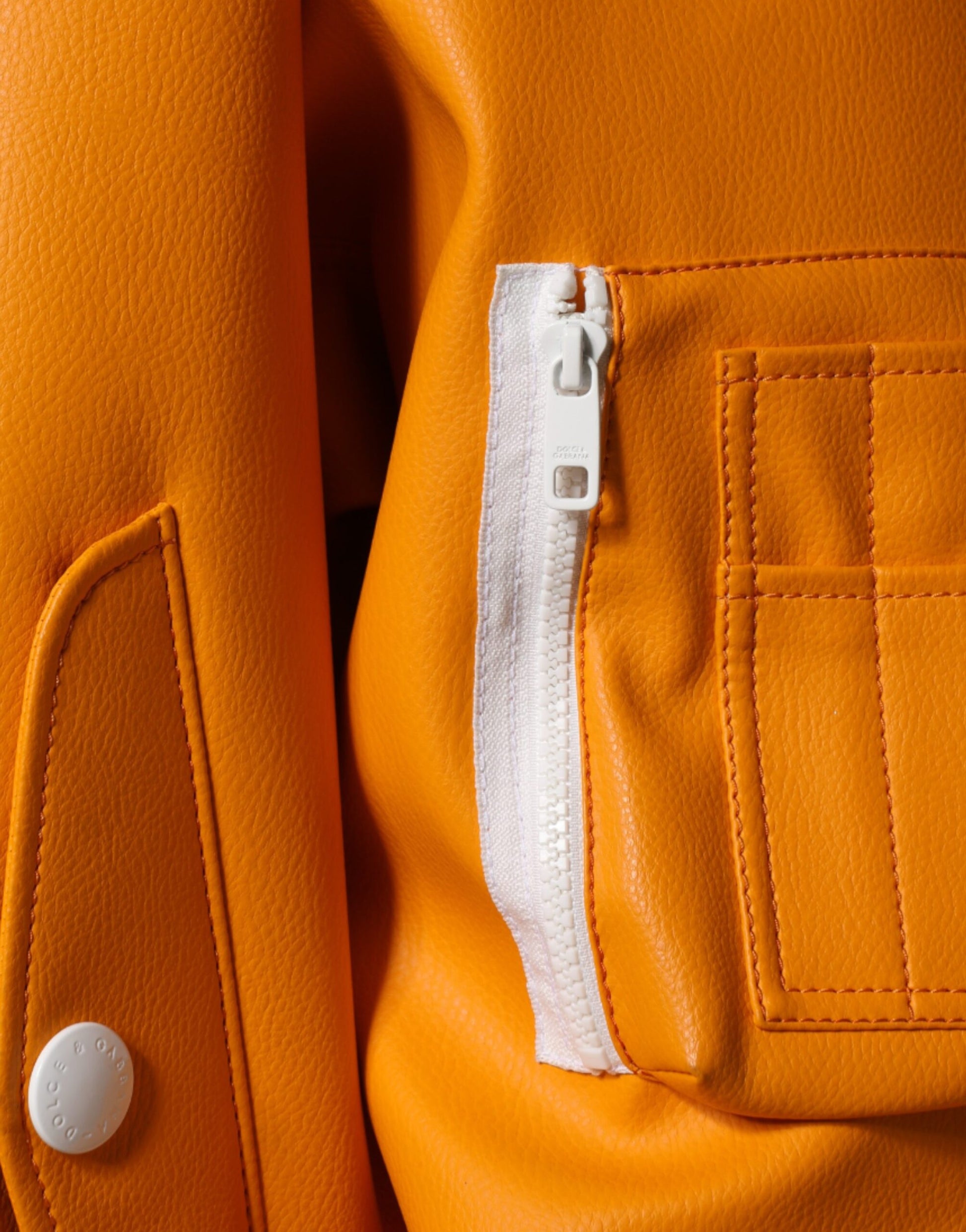 Dolce & Gabbana Orange White Full Zip Jersey Bomber Jacket by Dolce & Gabbana
