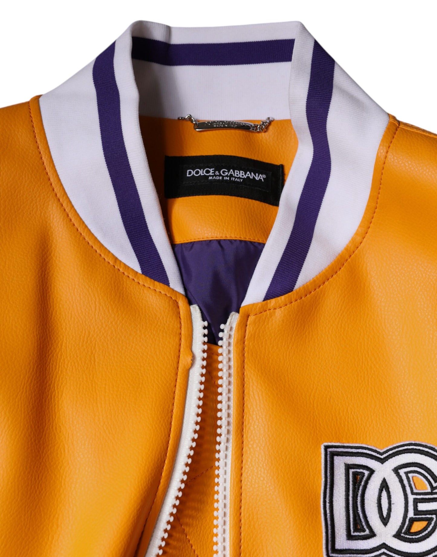 Dolce & Gabbana Orange White Full Zip Jersey Bomber Jacket by Dolce & Gabbana