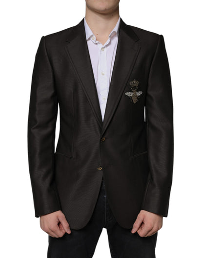 Dolce &amp; Gabbana Blazer Veste en laine marron et vert abeille