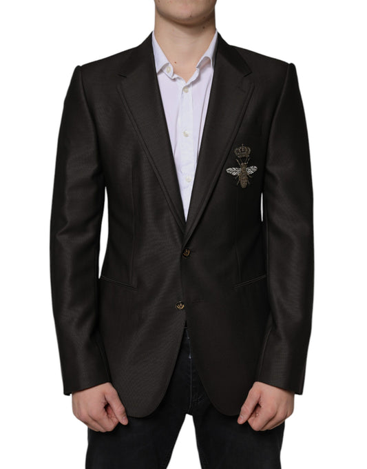 Dolce &amp; Gabbana Blazer Veste en laine marron et vert abeille