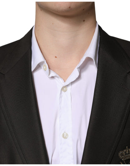 Dolce &amp; Gabbana Blazer Veste en laine marron et vert abeille
