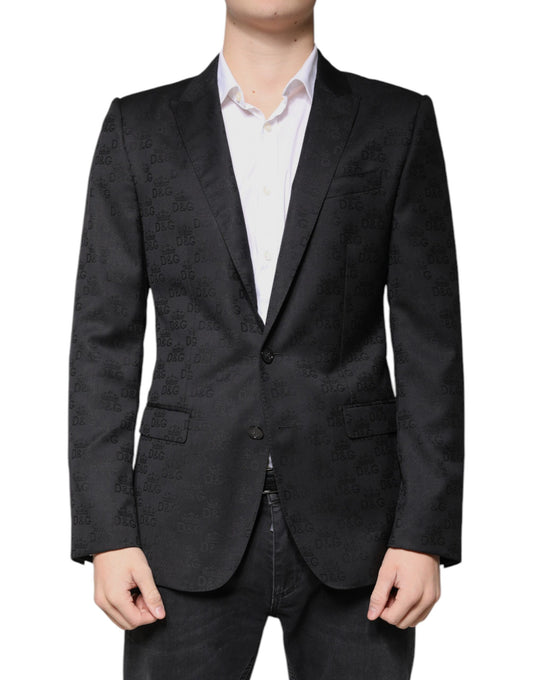 Blazer formel à simple boutonnage en laine noire Dolce &amp; Gabbana