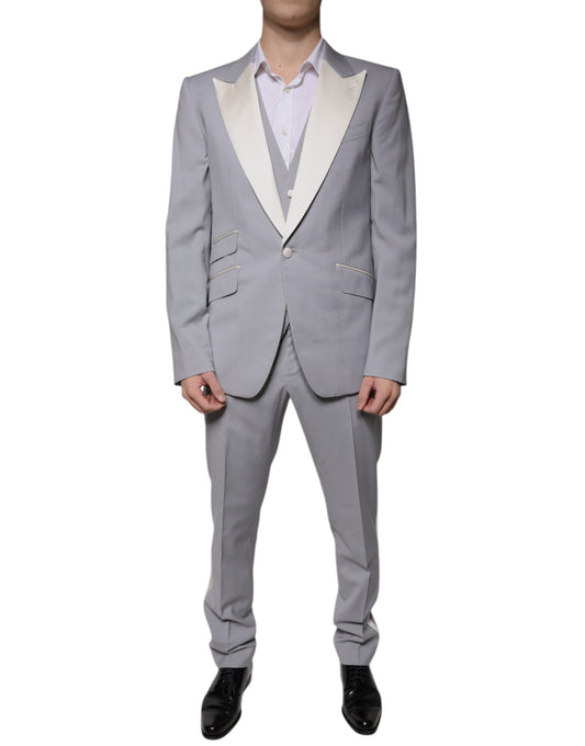 Costume 3 pièces slim fit en laine grise Dolce &amp; Gabbana