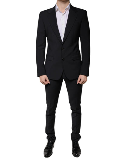 Dolce & Gabbana Black Wool 3 Piece Slim Fit Formal Men Suit by Dolce & Gabbana