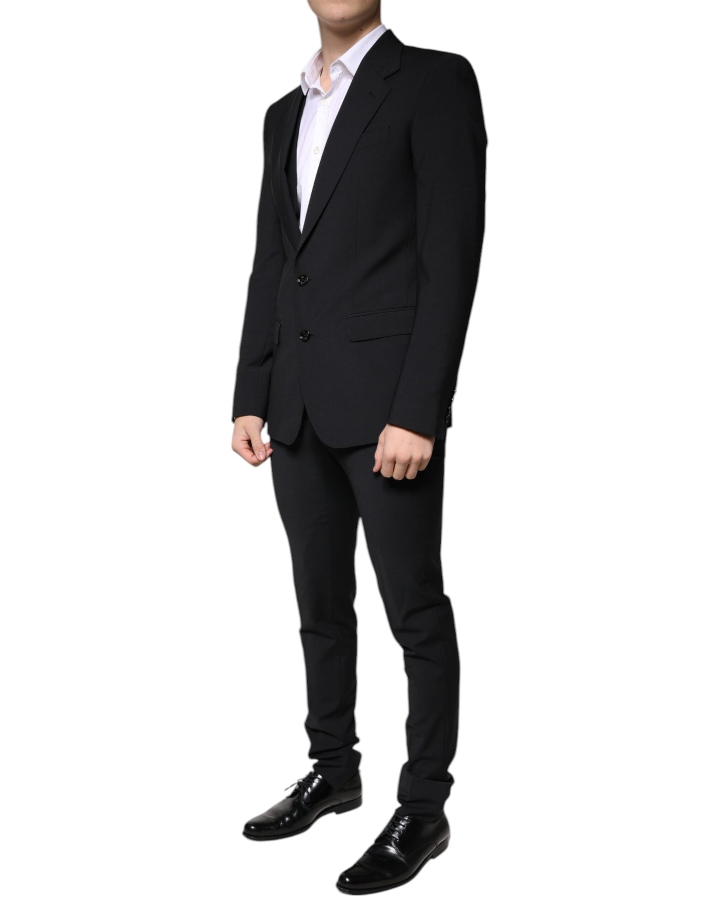 Dolce & Gabbana Black Wool 3 Piece Slim Fit Formal Men Suit by Dolce & Gabbana