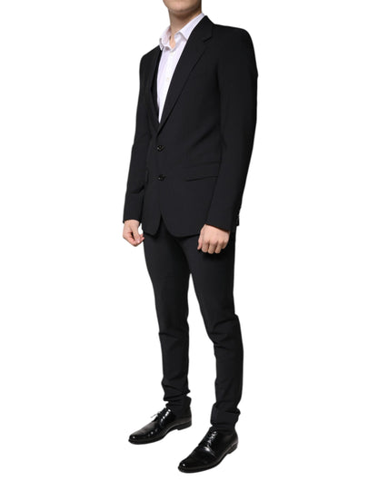 Dolce & Gabbana Black Wool 3 Piece Slim Fit Formal Men Suit by Dolce & Gabbana