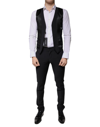 Dolce & Gabbana Black Wool 3 Piece Slim Fit Formal Men Suit by Dolce & Gabbana