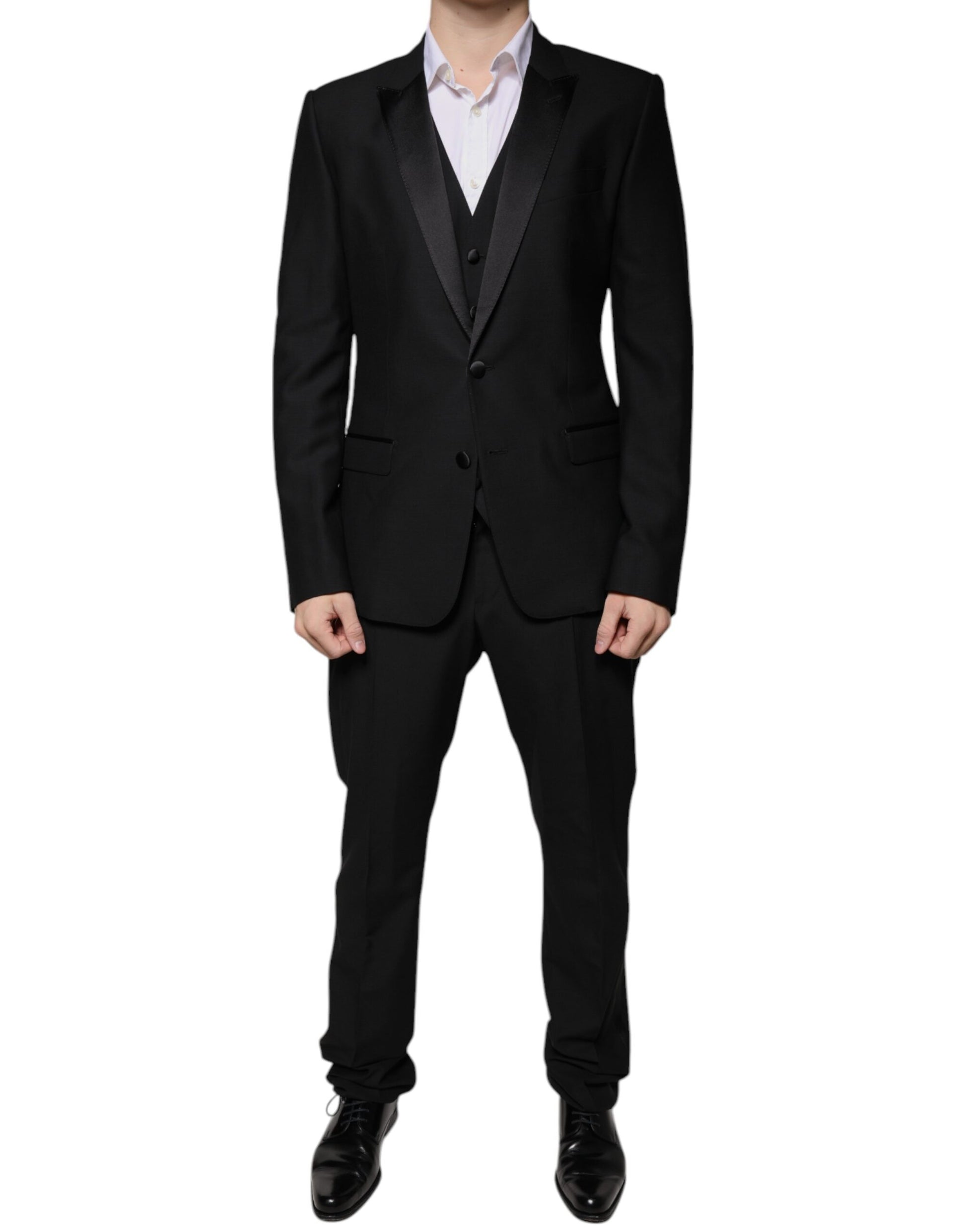Dolce & Gabbana Black Wool 3 Piece Slim Fit Formal Suit by Dolce & Gabbana