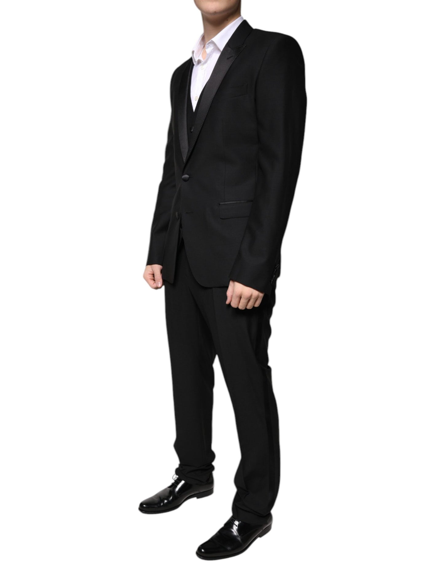 Dolce & Gabbana Black Wool 3 Piece Slim Fit Formal Suit by Dolce & Gabbana
