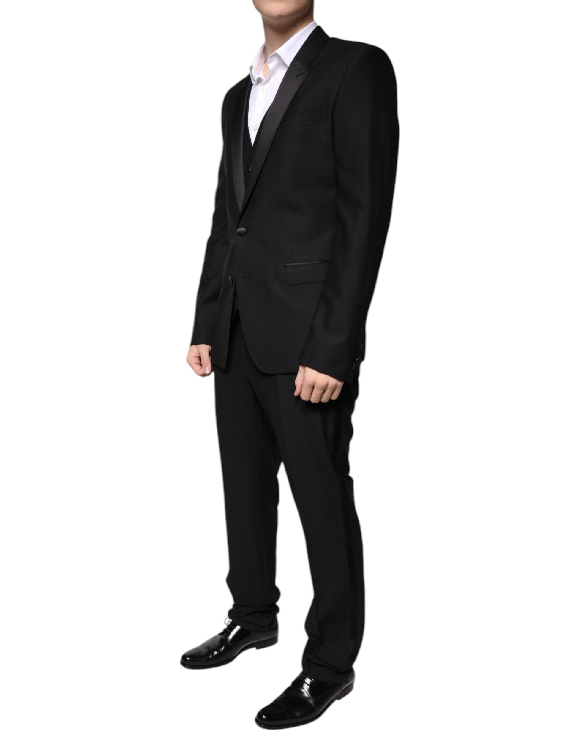 Dolce & Gabbana Black Wool 3 Piece Slim Fit Formal Suit by Dolce & Gabbana