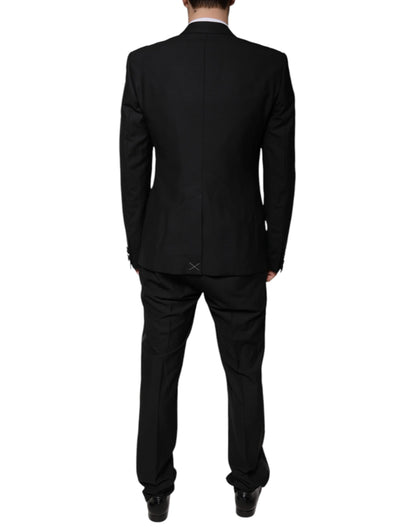 Dolce & Gabbana Black Wool 3 Piece Slim Fit Formal Suit by Dolce & Gabbana