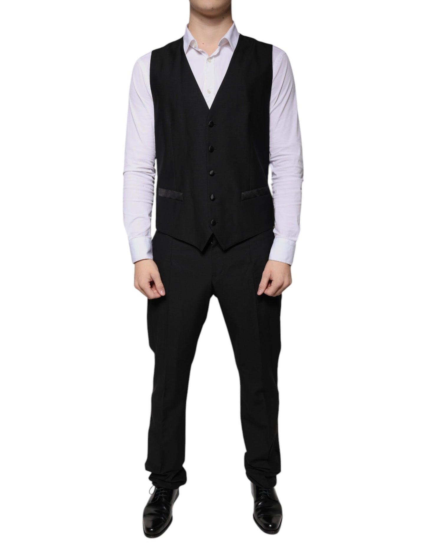 Dolce & Gabbana Black Wool 3 Piece Slim Fit Formal Suit by Dolce & Gabbana