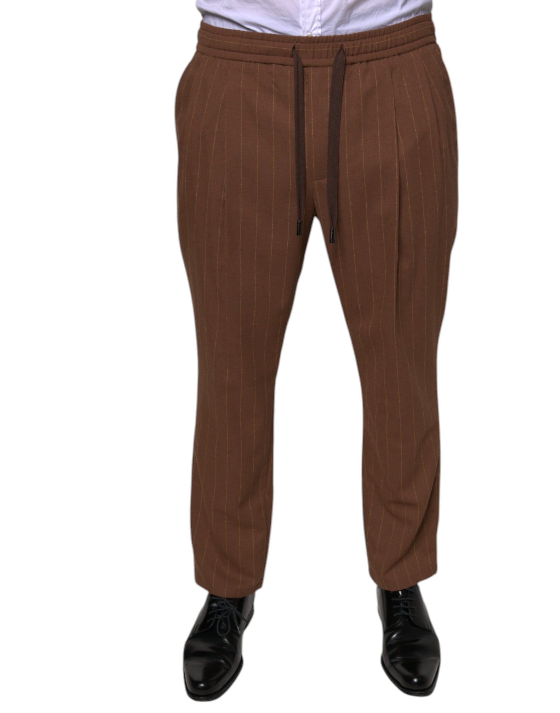 Dolce & Gabbana Brown Stripes Skinny Men Dress Pants by Dolce & Gabbana