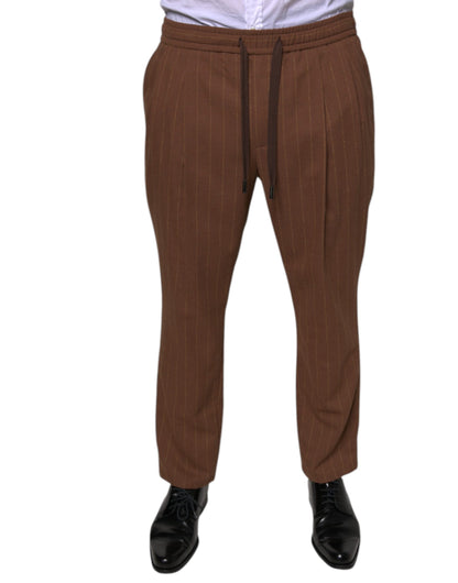Dolce & Gabbana Brown Stripes Skinny Men Dress Pants by Dolce & Gabbana