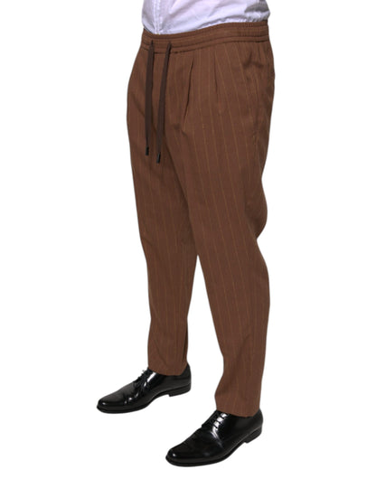 Dolce & Gabbana Brown Stripes Skinny Men Dress Pants by Dolce & Gabbana