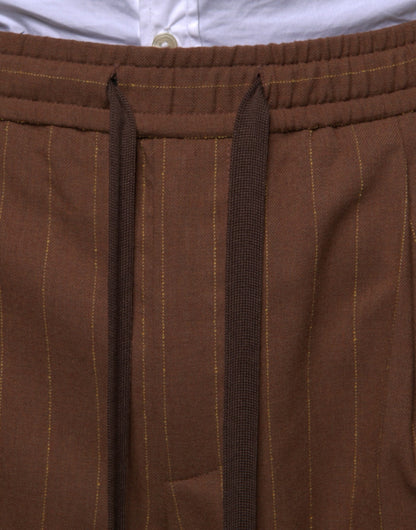 Dolce & Gabbana Brown Stripes Skinny Men Dress Pants by Dolce & Gabbana