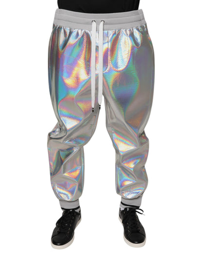 Dolce & Gabbana Silver Iridescent Men Jogger Sweatpants Pants by Dolce & Gabbana