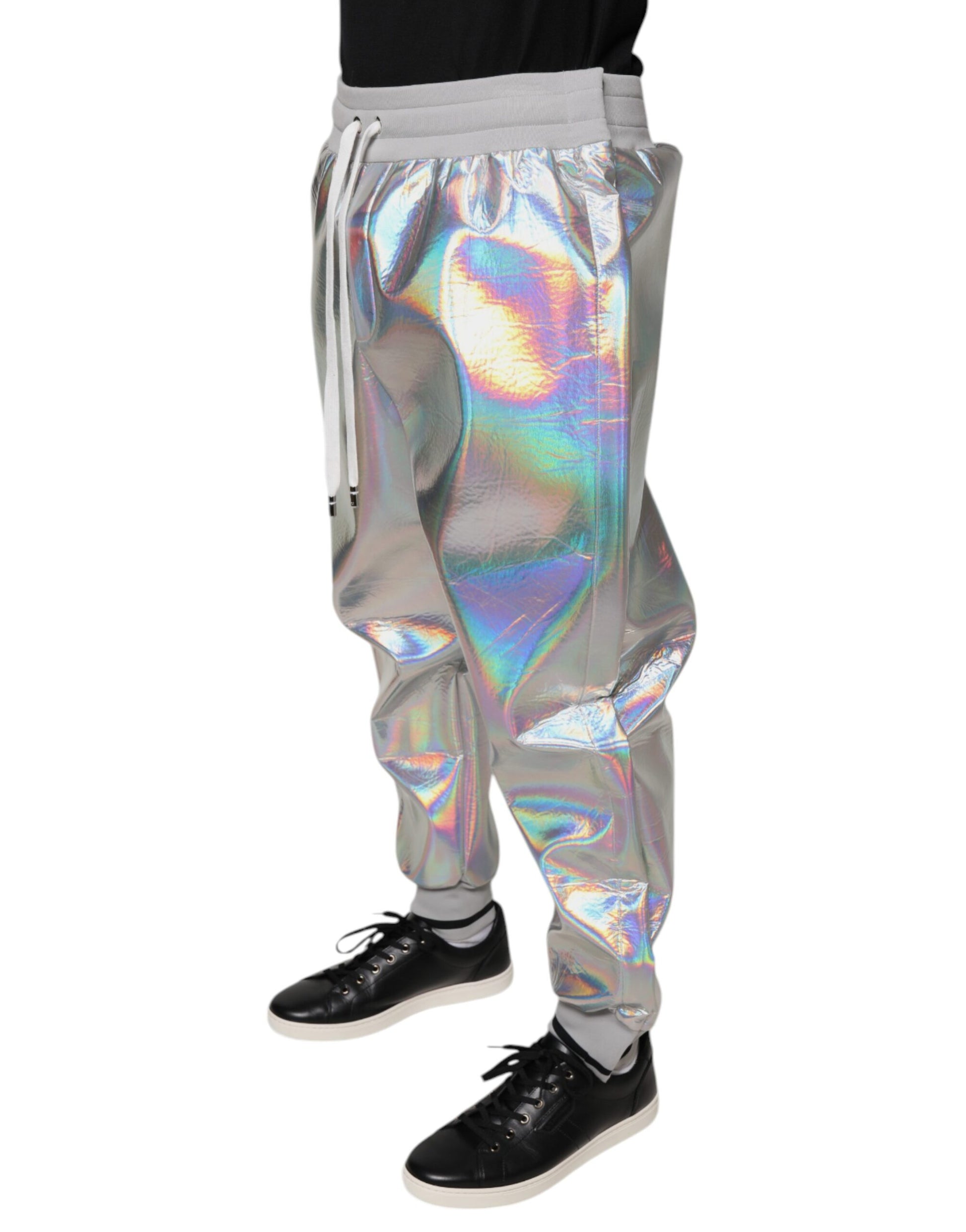Dolce & Gabbana Silver Iridescent Men Jogger Sweatpants Pants by Dolce & Gabbana