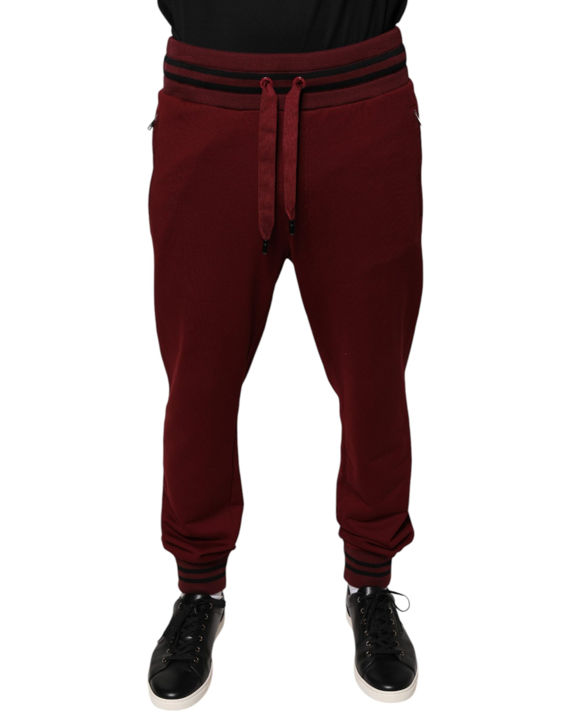 Dolce & Gabbana Dark Red Cotton Men Jogger Sweatpants Pants by Dolce & Gabbana