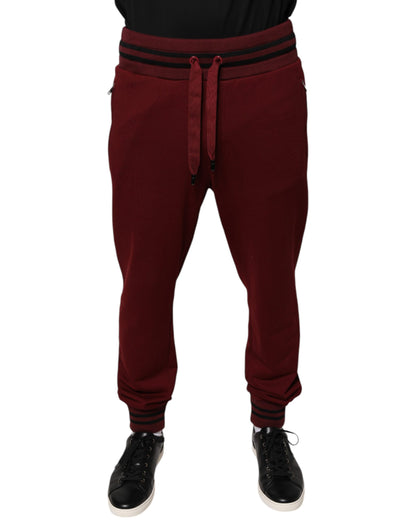 Dolce & Gabbana Dark Red Cotton Men Jogger Sweatpants Pants by Dolce & Gabbana