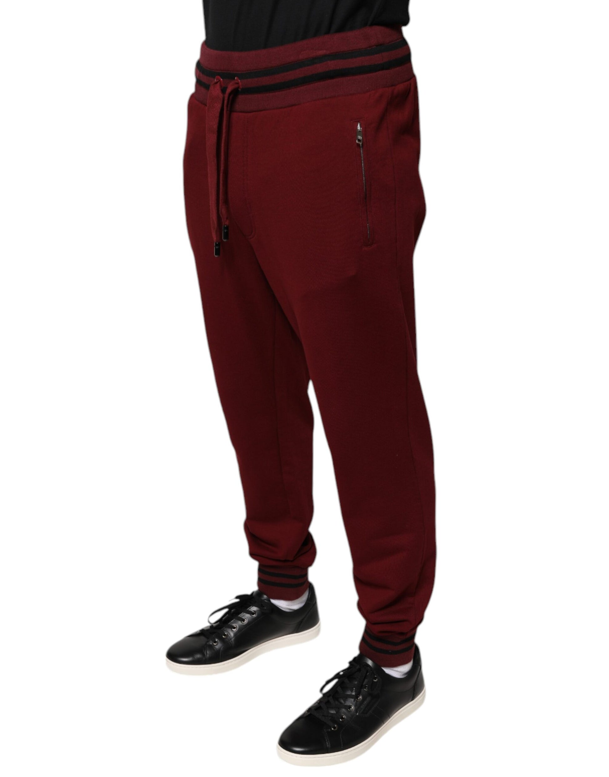 Dolce & Gabbana Dark Red Cotton Men Jogger Sweatpants Pants by Dolce & Gabbana