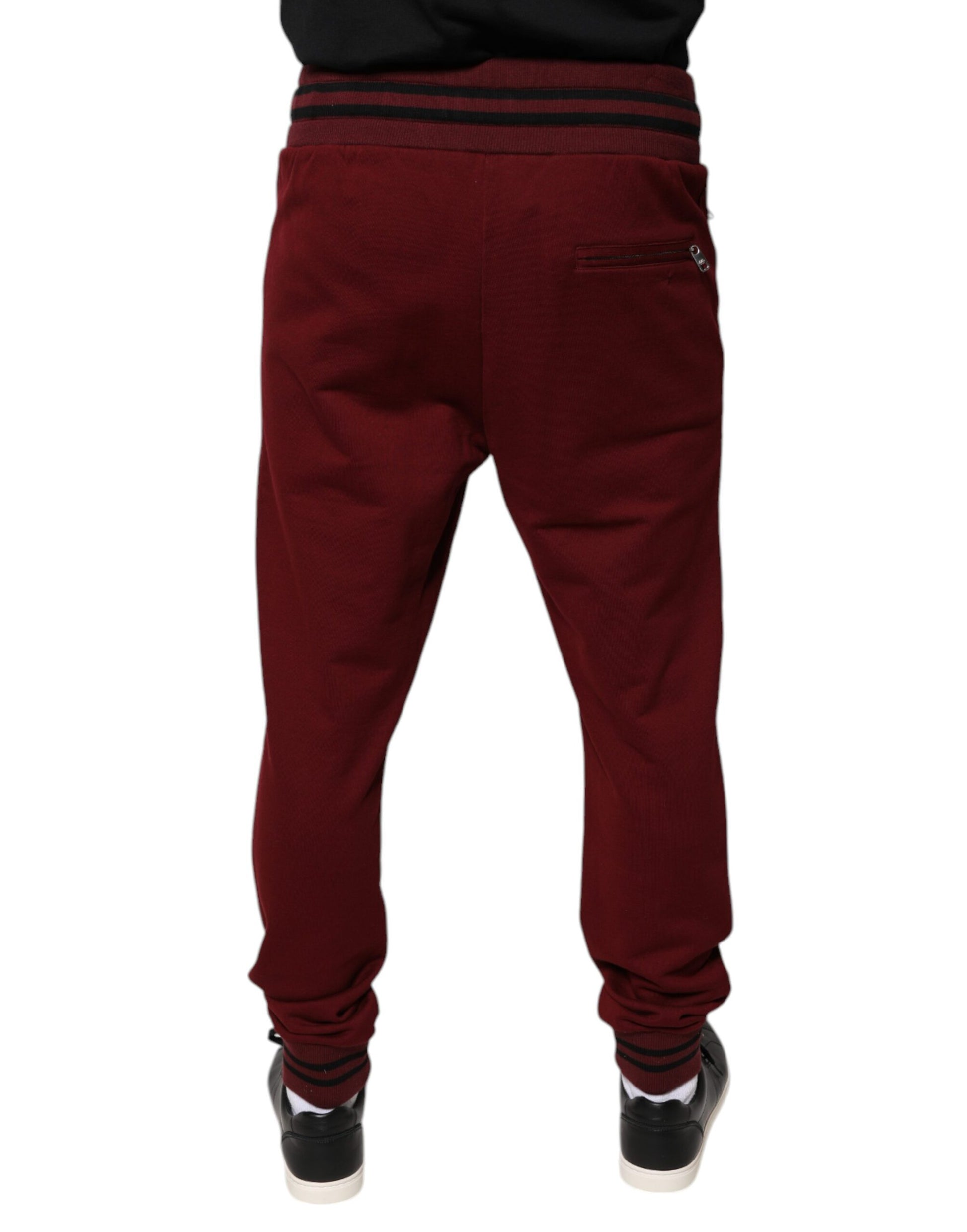 Dolce & Gabbana Dark Red Cotton Men Jogger Sweatpants Pants by Dolce & Gabbana