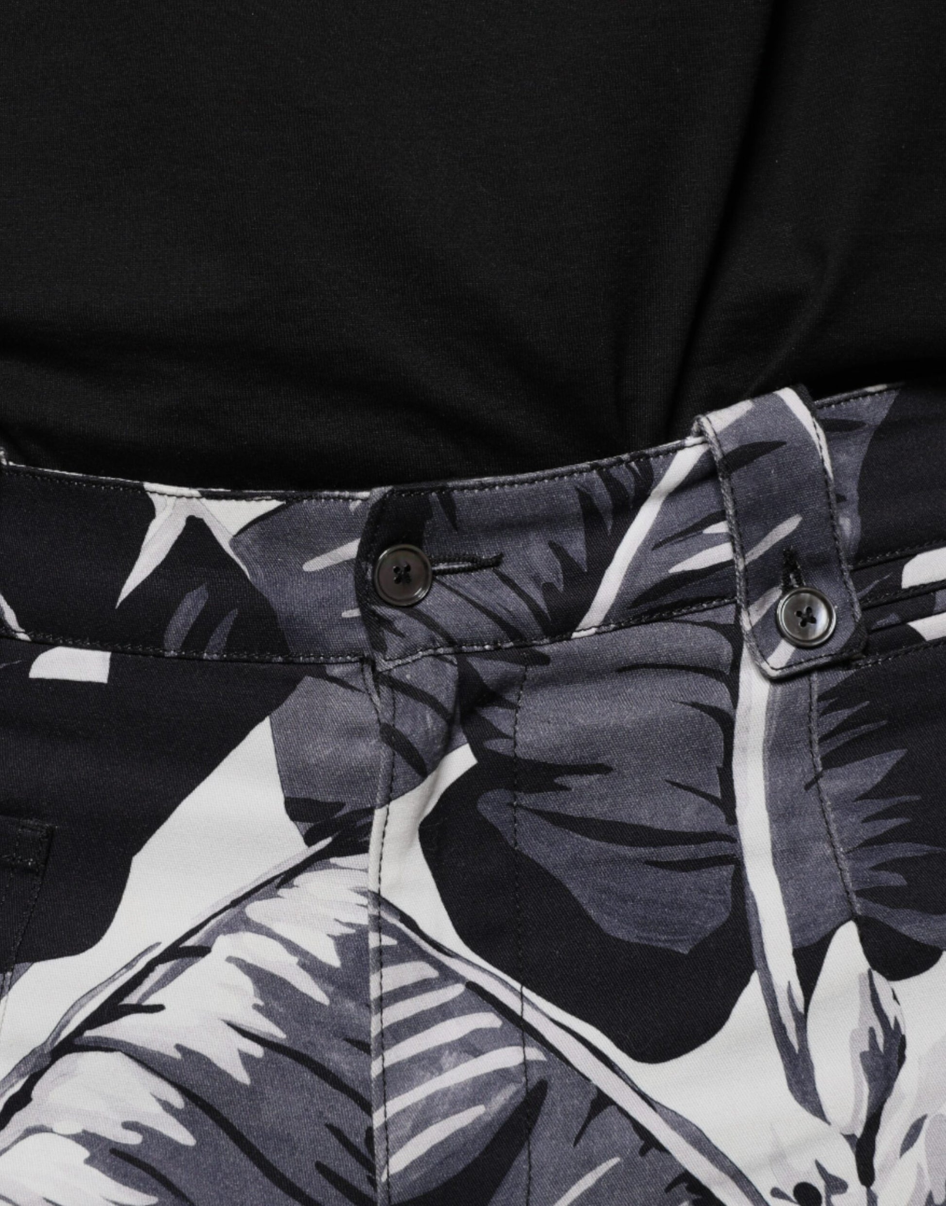 Dolce & Gabbana Gray Banana Leaf Cotton Stretch Capri Pants by Dolce & Gabbana