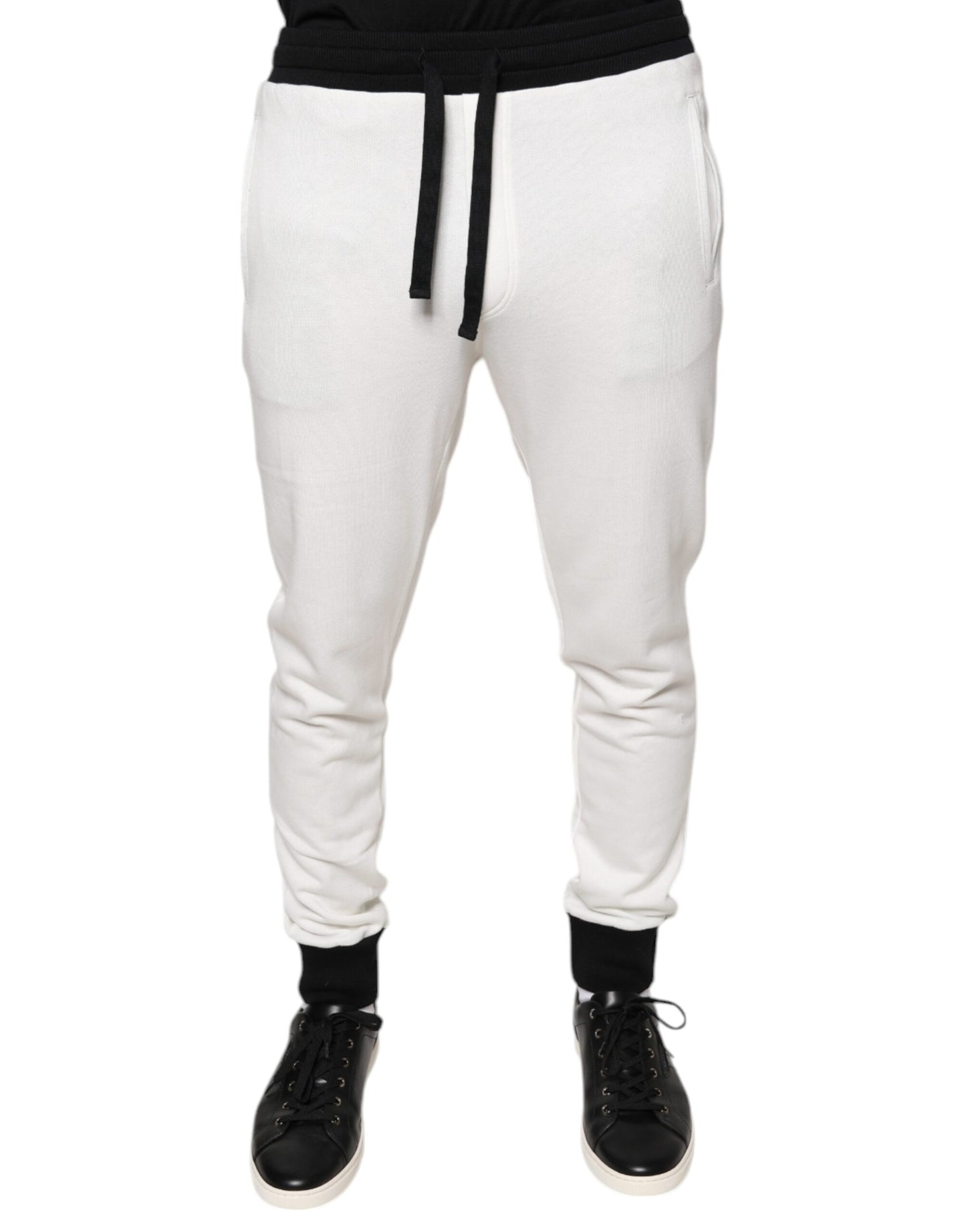 Dolce & Gabbana White Cotton Slim Men Jogger Sweatpants Pants by Dolce & Gabbana