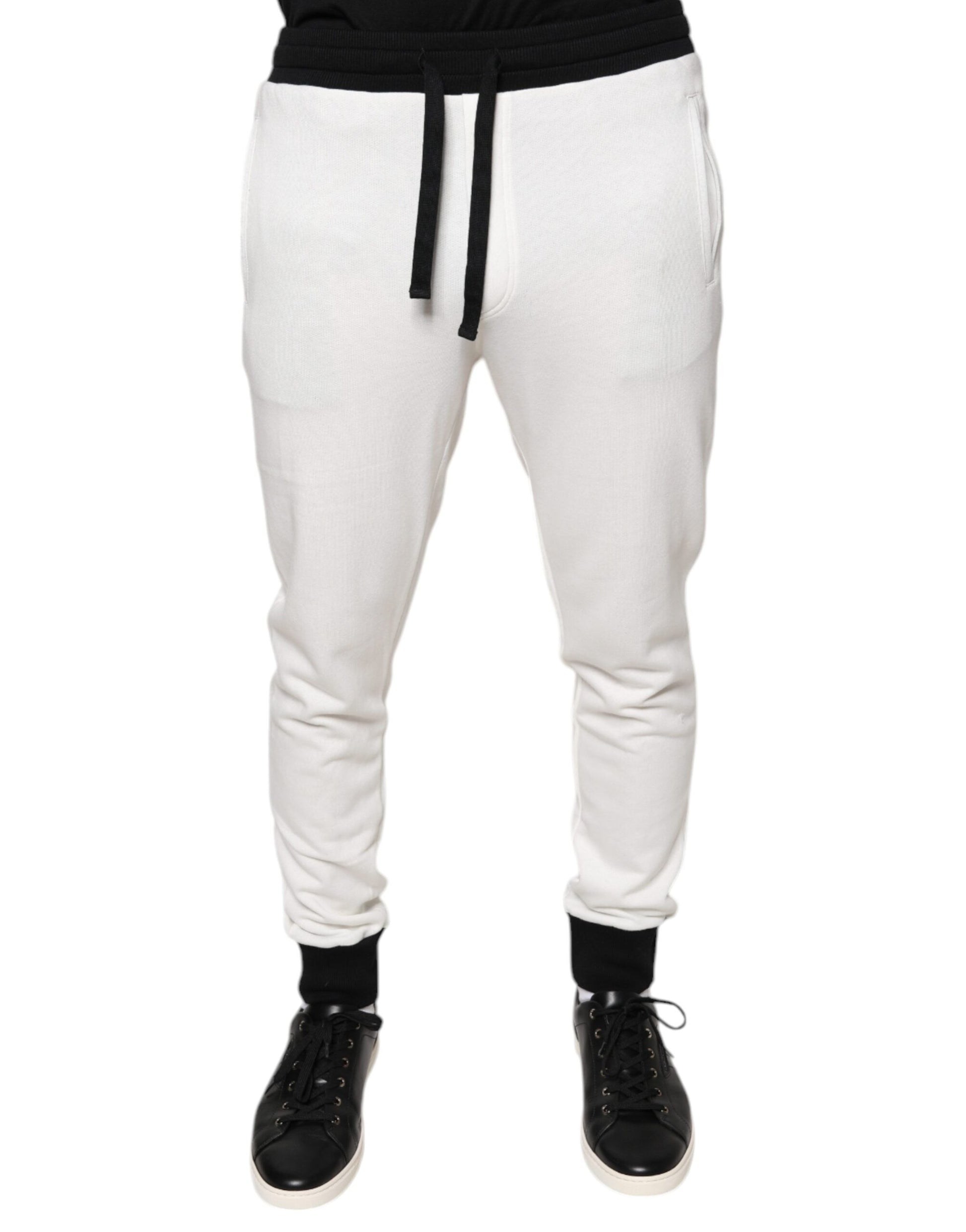Dolce & Gabbana White Cotton Slim Men Jogger Sweatpants Pants by Dolce & Gabbana