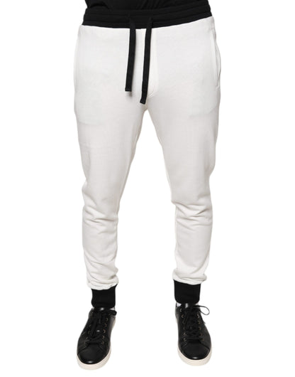 Dolce & Gabbana White Cotton Slim Men Jogger Sweatpants Pants by Dolce & Gabbana