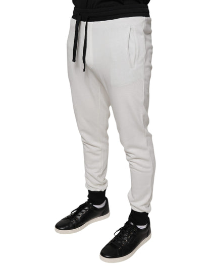 Dolce & Gabbana White Cotton Slim Men Jogger Sweatpants Pants by Dolce & Gabbana