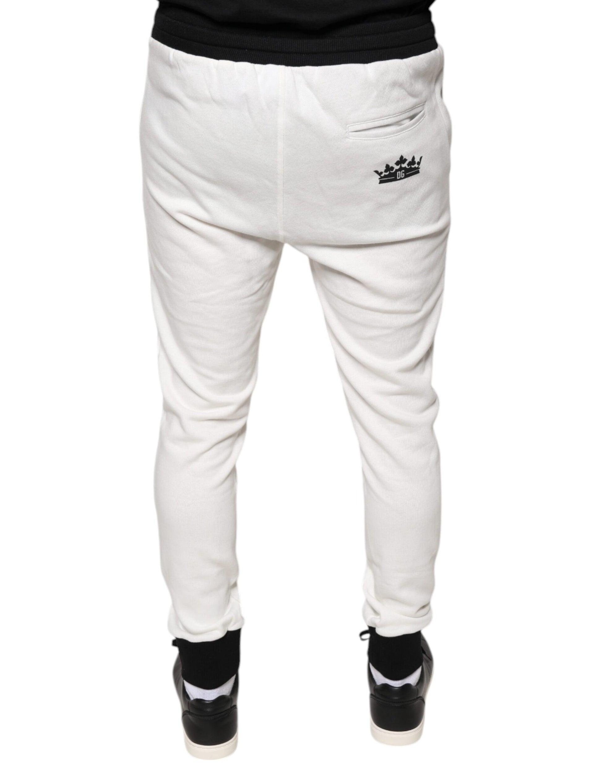 Dolce & Gabbana White Cotton Slim Men Jogger Sweatpants Pants by Dolce & Gabbana