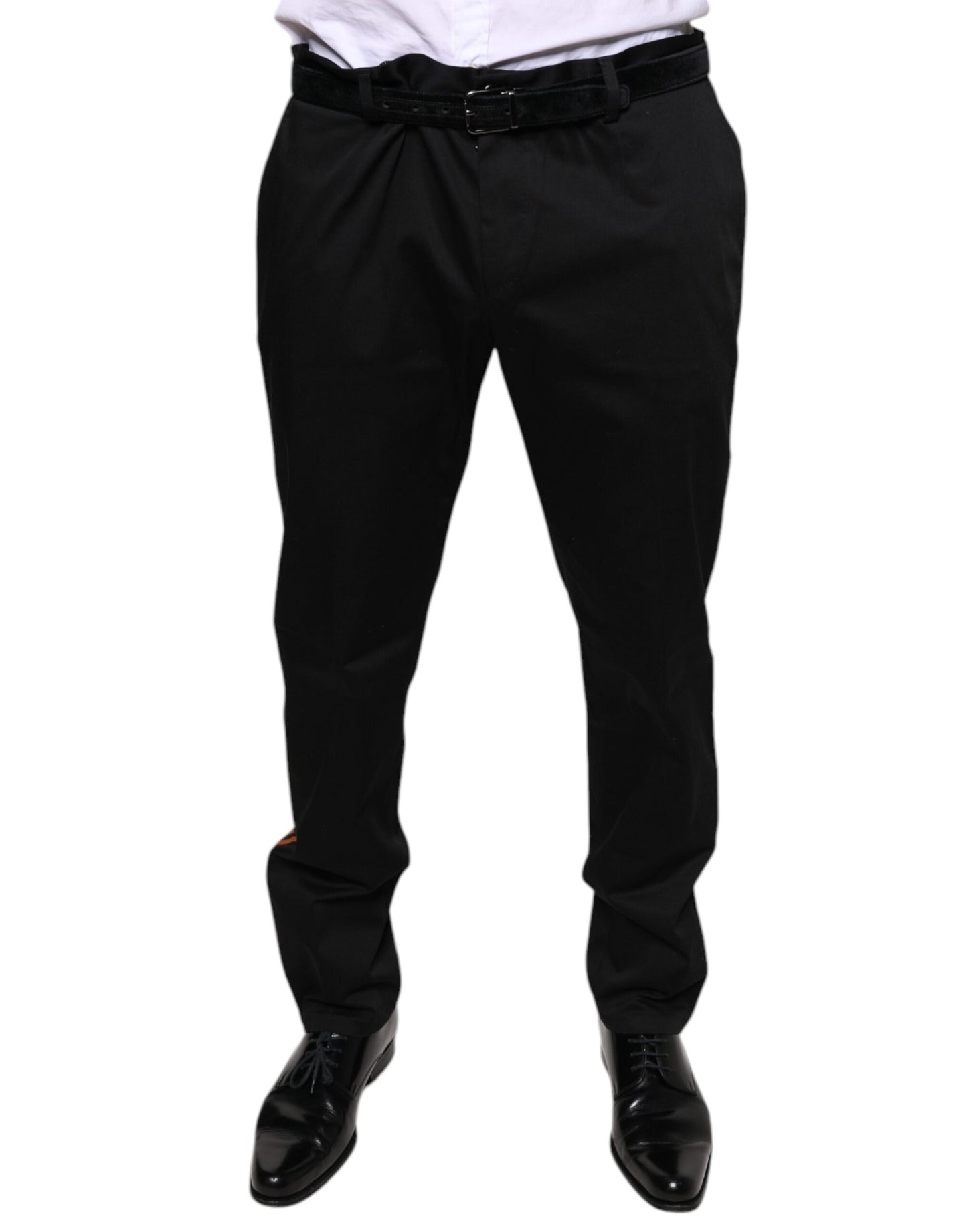 Dolce & Gabbana Black Cotton Stretch Skinny Men Dress Pants by Dolce & Gabbana