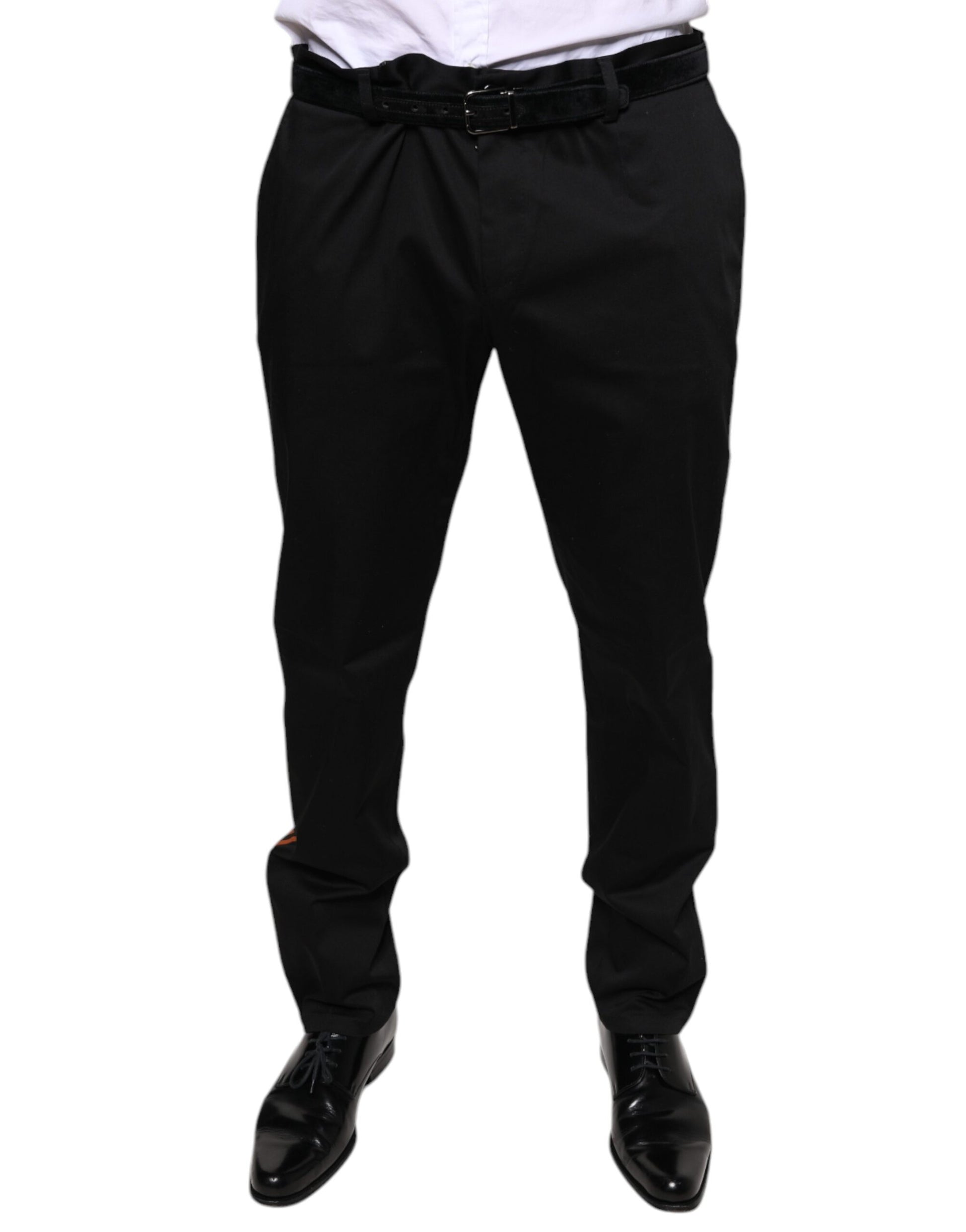 Dolce & Gabbana Black Cotton Stretch Skinny Men Dress Pants by Dolce & Gabbana