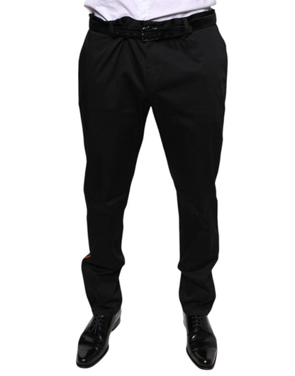 Dolce & Gabbana Black Cotton Stretch Skinny Men Dress Pants by Dolce & Gabbana