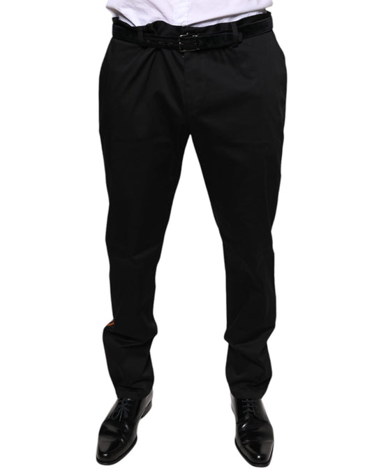 Dolce & Gabbana Black Cotton Stretch Skinny Men Dress Pants by Dolce & Gabbana