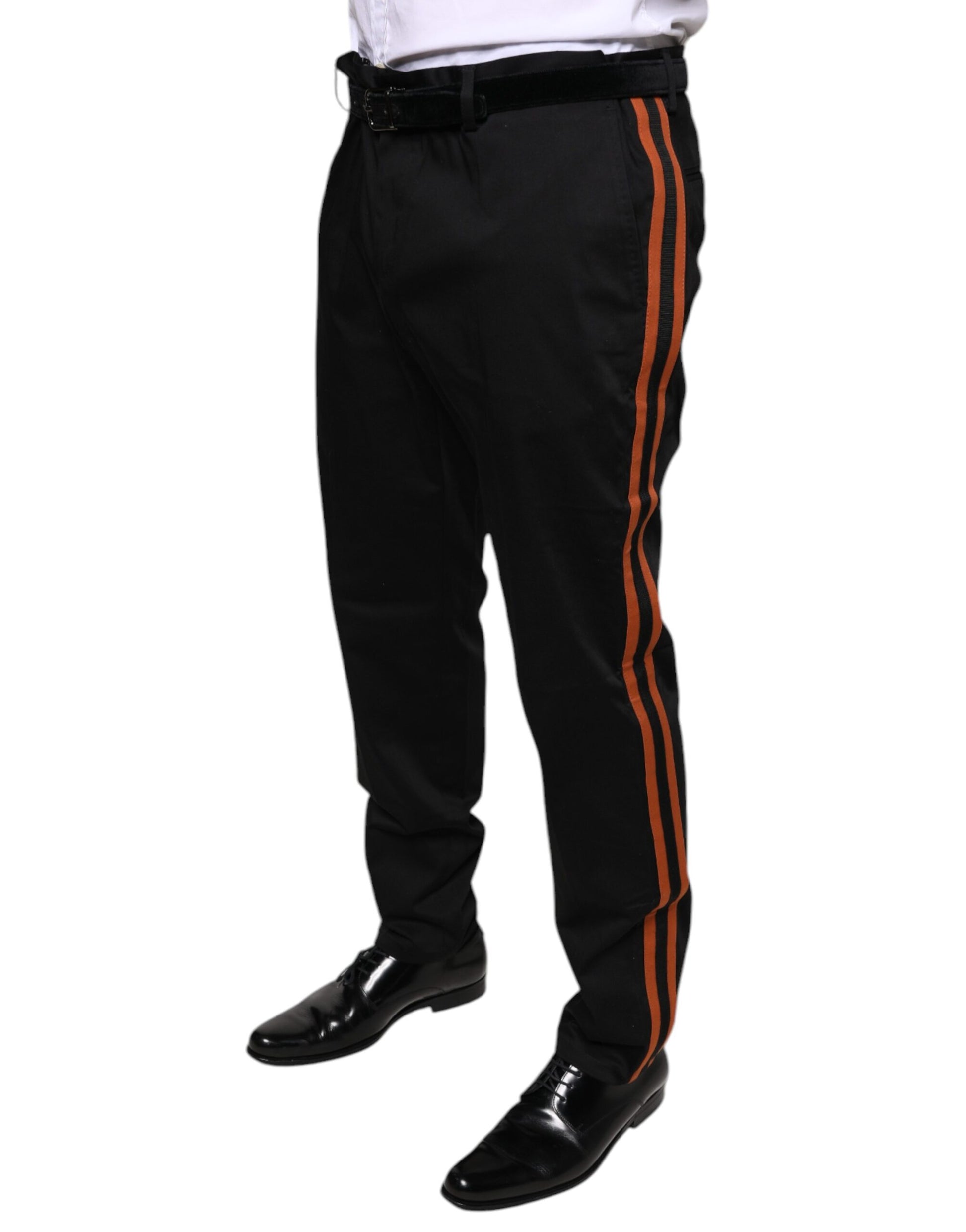 Dolce & Gabbana Black Cotton Stretch Skinny Men Dress Pants by Dolce & Gabbana